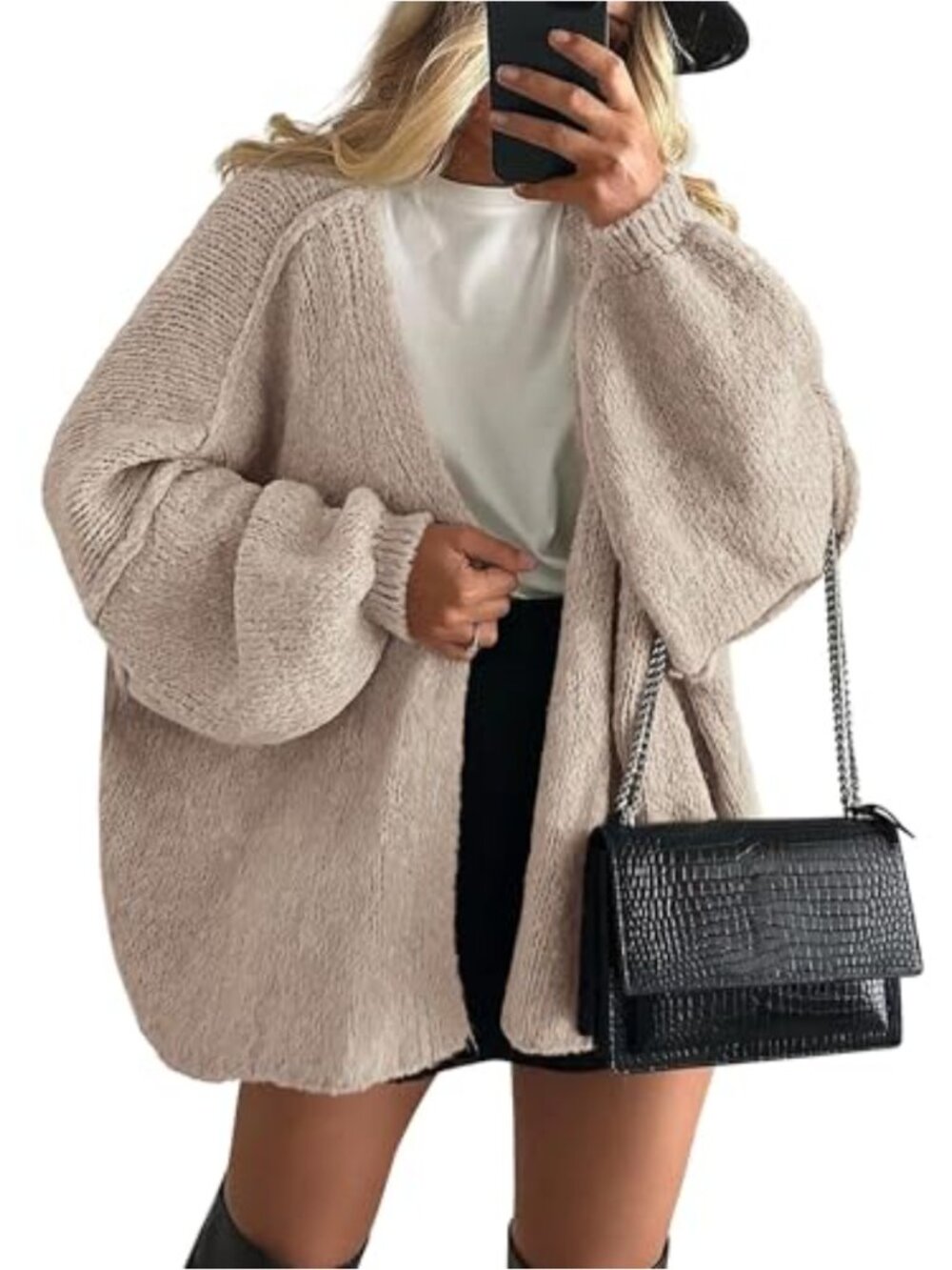 Women's Oversized Open Front Cardigan Sweater Knit Long Sleeve